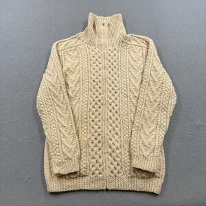 Gaeltarra Knit Sweater Men's 46 Lightning Zipper 100% Wool Ireland Vintage